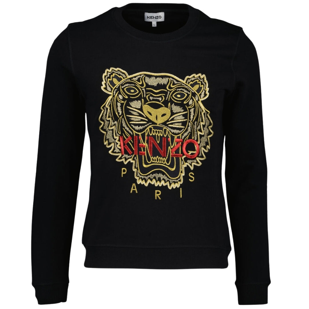 Kenzo Embroidered Varsity Tiger Icon Black Jumper