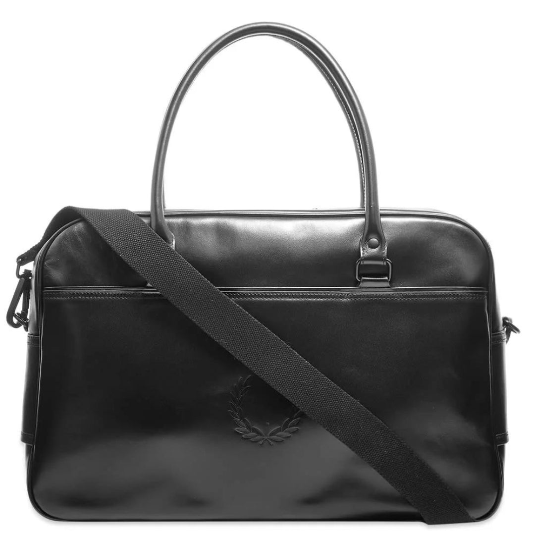 Fred Perry Laurel Wreath Black Leather Hold All Bag