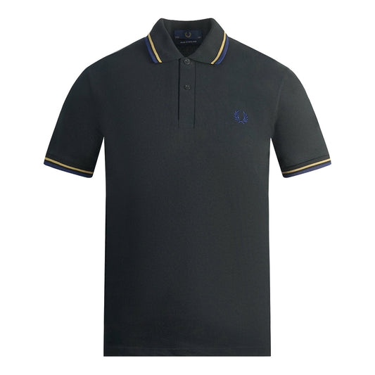 Fred Perry Yellow and Blue Tipped Black Polo Shirt