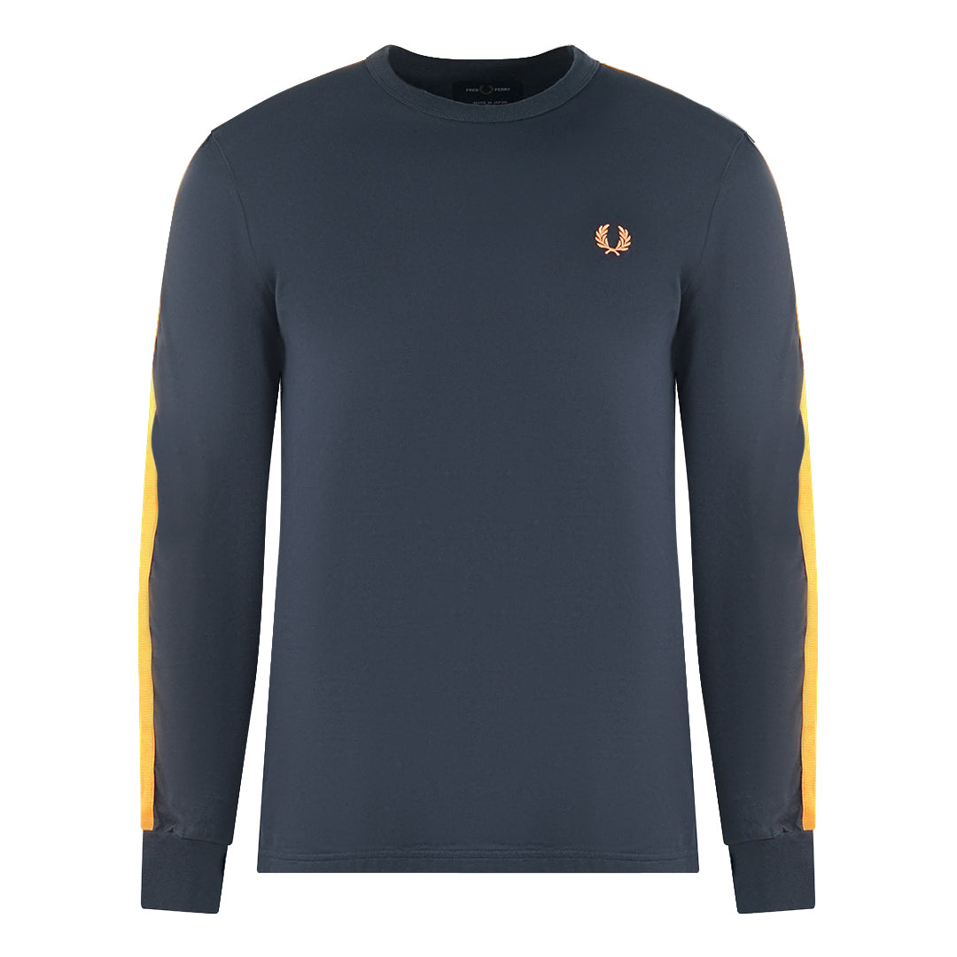 Fred Perry Botanical Dye Long Sleeve Navy Blue T-Shirt