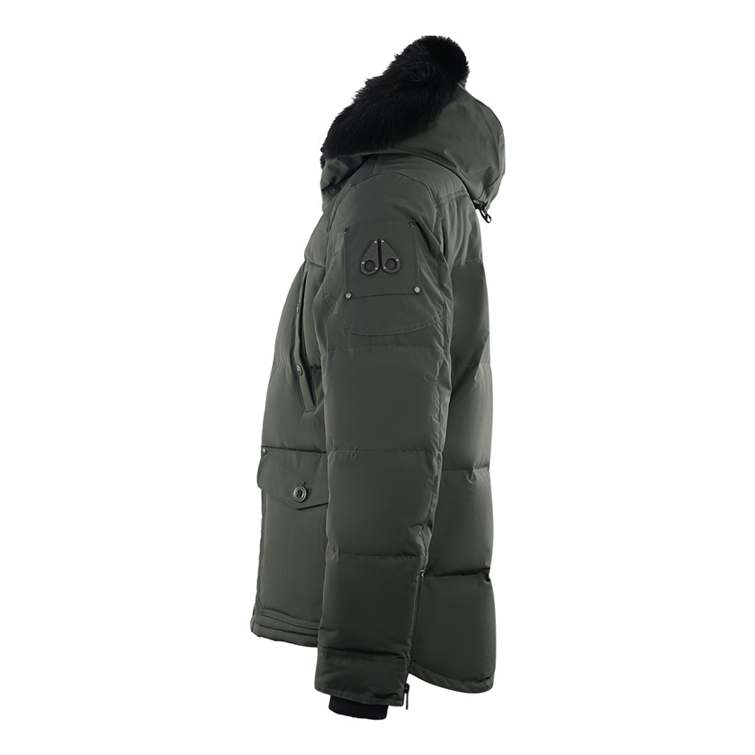 Moose Knuckles Round Island Black Trim Can Army Bomber Down Jacket