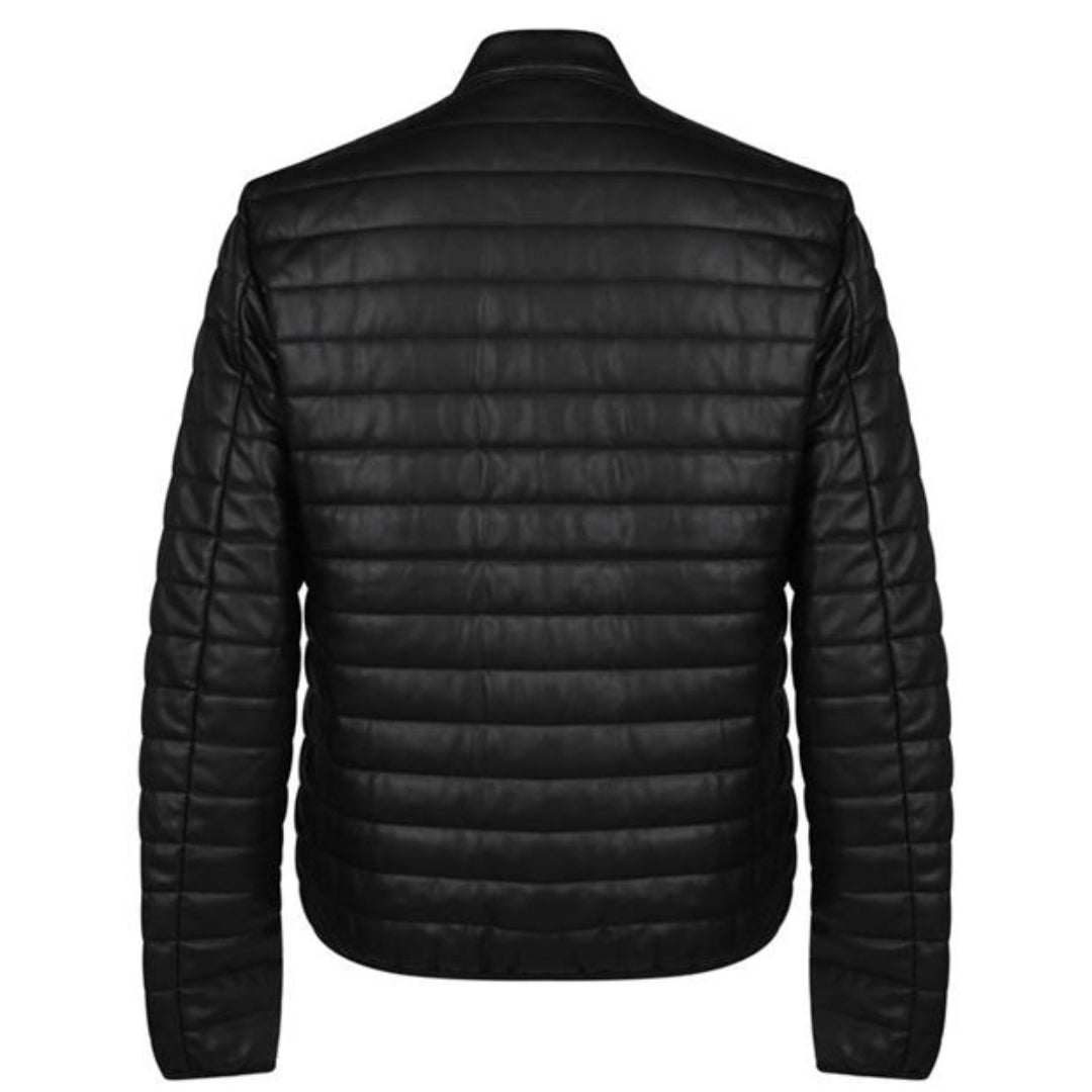 Armani Jeans Padded Biker Black Jacket - Nova Clothing