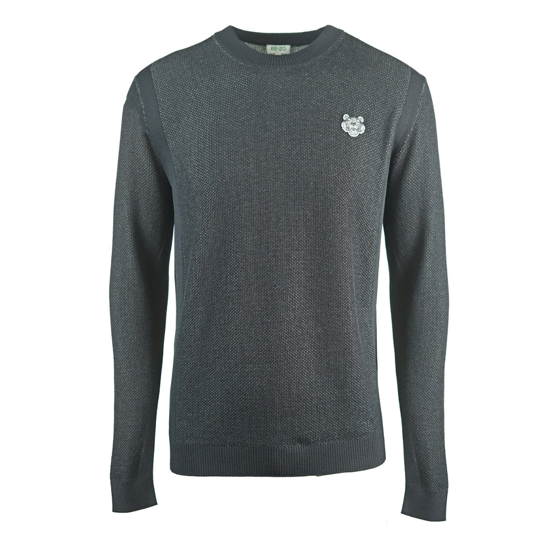 Kenzo Textiled Design Plain Black Jumper