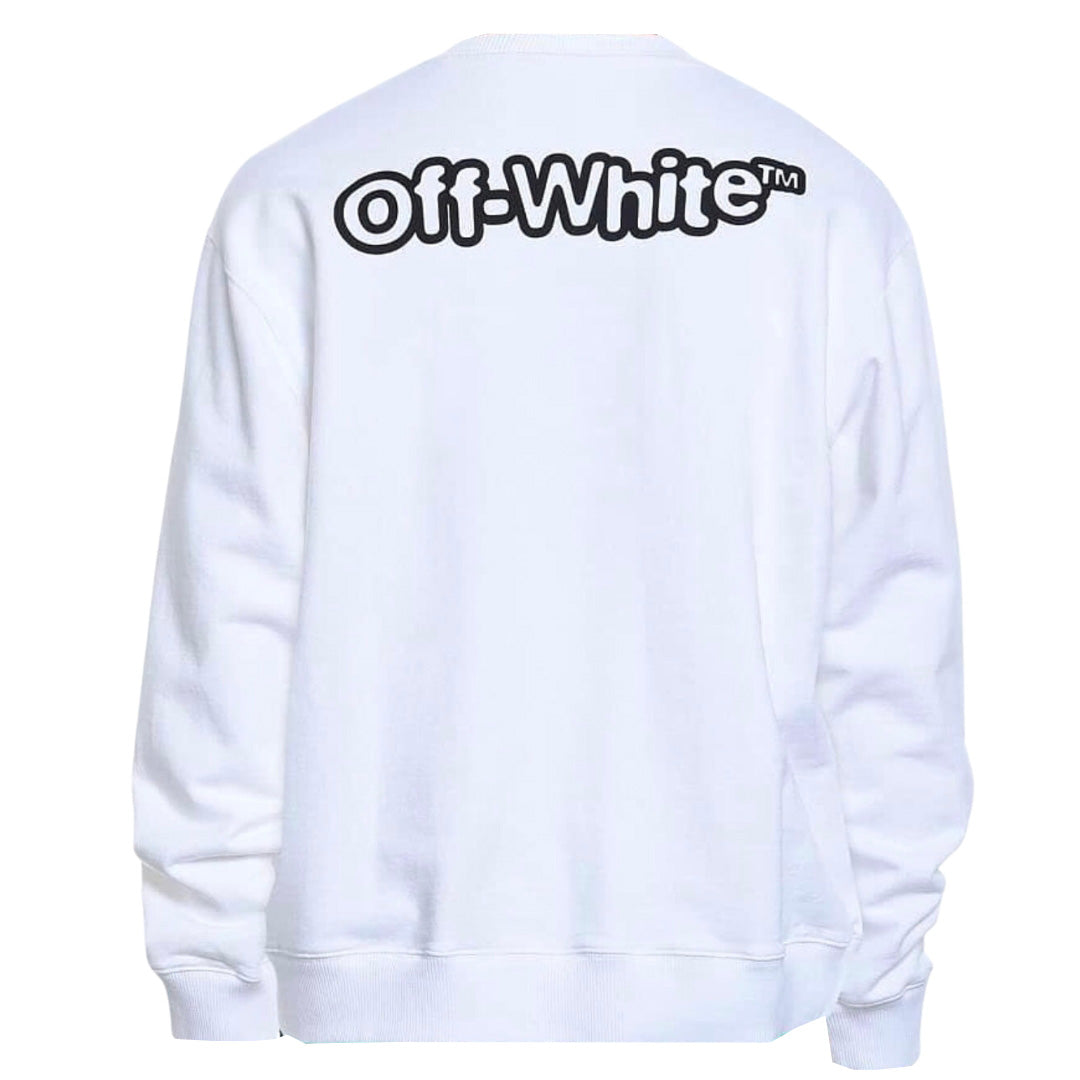 Off-White Blur Bold Logo Slim Fit White Sweatshirt