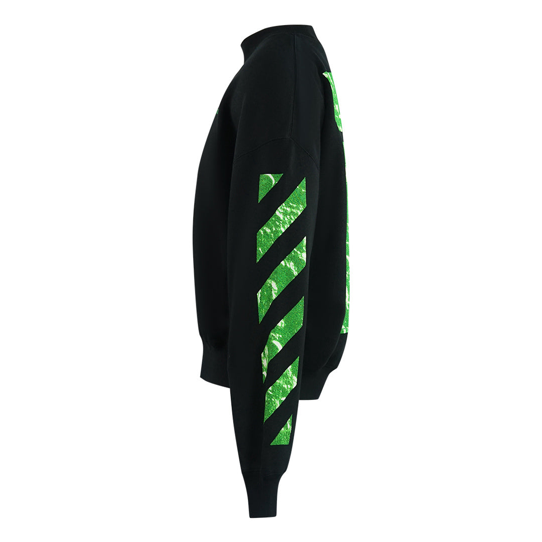 Off-White Moon Tab Design Oversized Fit Black Sweatshirt