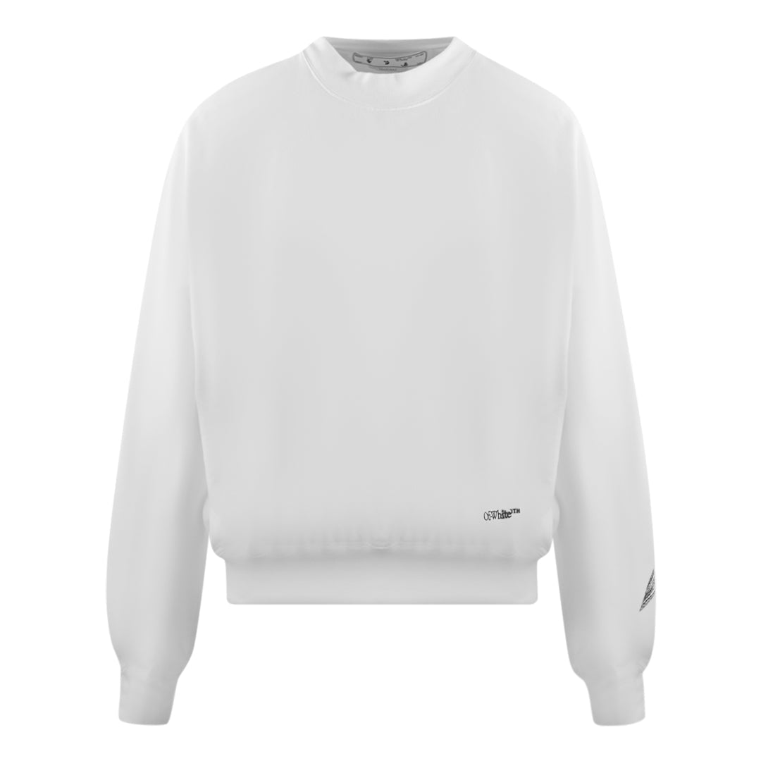 Off-White Scribble Diagonal Boxy Crew Neck White Sweatshirt