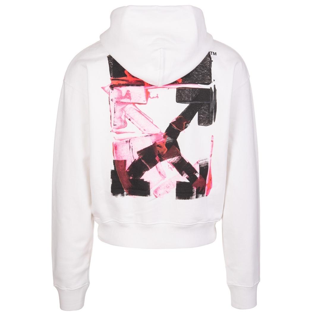 Off-White Acrylic Arrow Painted Logo White Hoodie