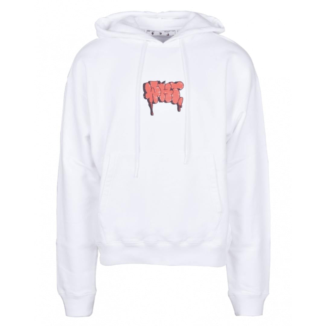 Off-White Graffiti Paint Logo White Hoodie