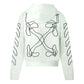 Off-White Scribble Design Long Drawstrings White Slim Zip-Up Hoodie