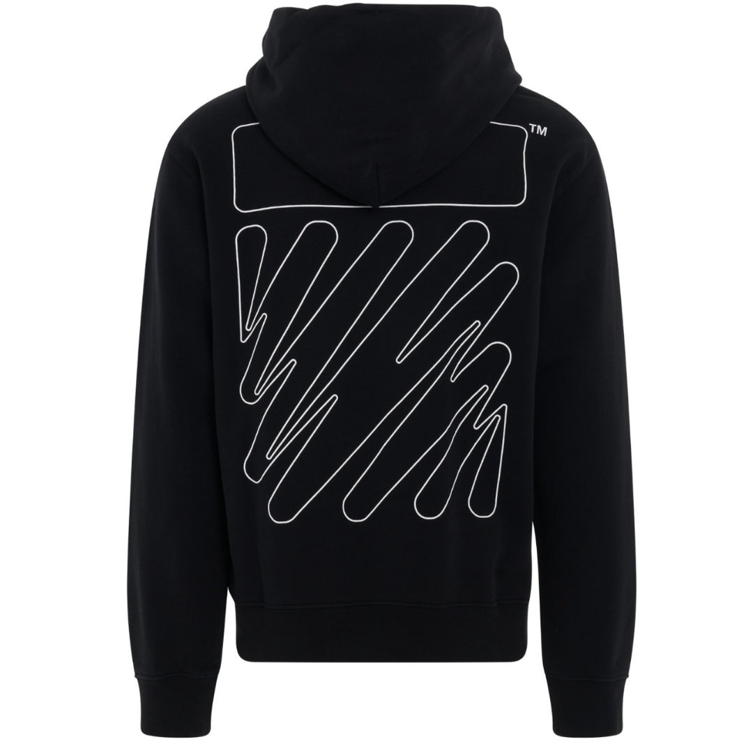 Off-White Wave Outline Diag Design Black Slim Zip-Up Hoodie