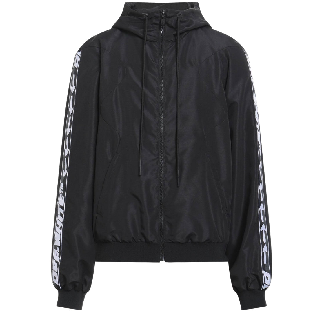 Off-White Taped Sleeve Black Windbreaker Jacket