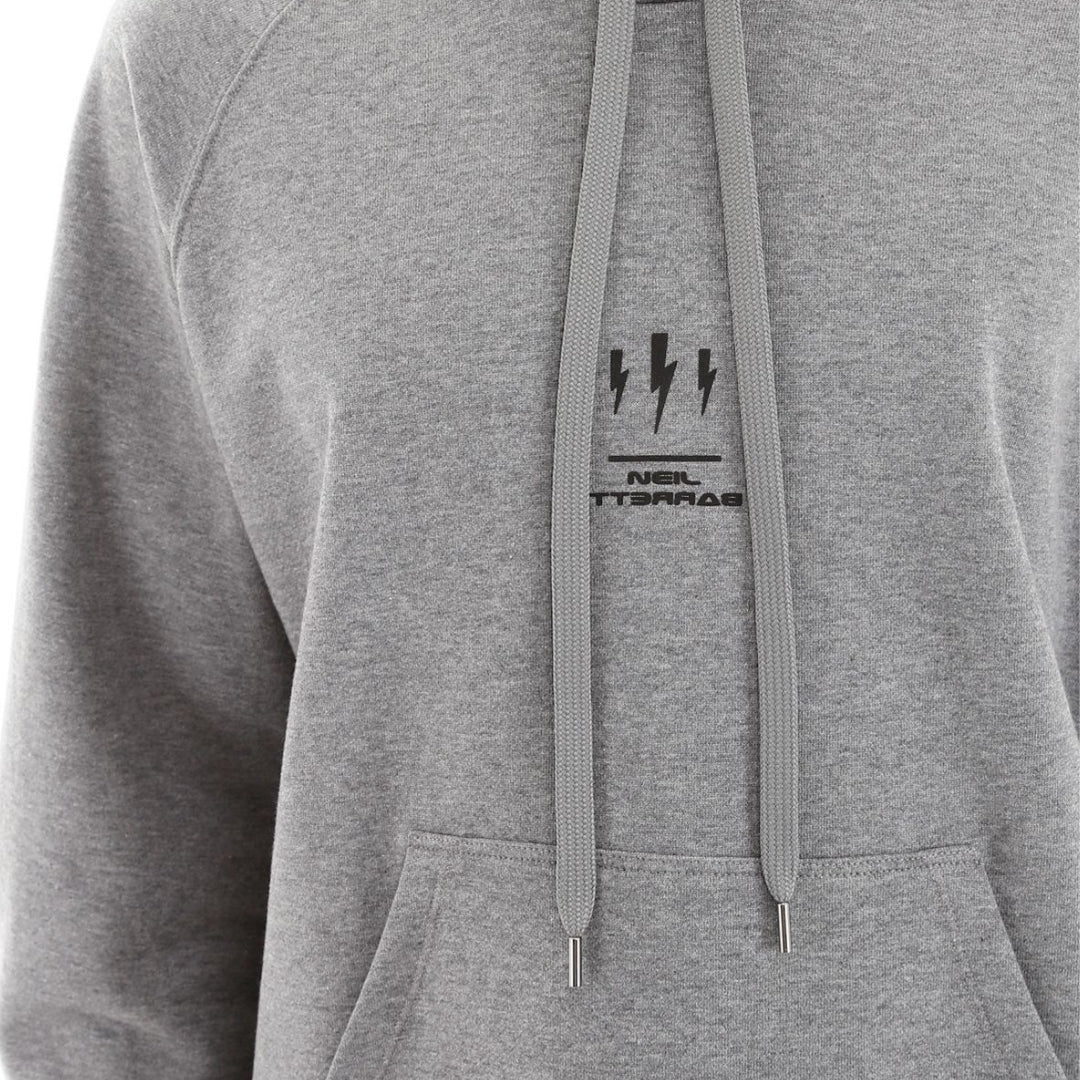 Neil Barrett Lightning Bolt Logo Grey Hoodie - Nova Clothing