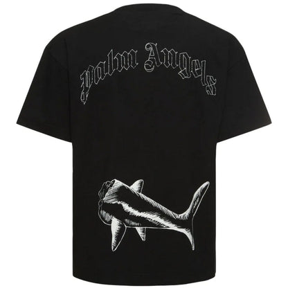 Palm Angels Broken Shark Design Black T Shirt