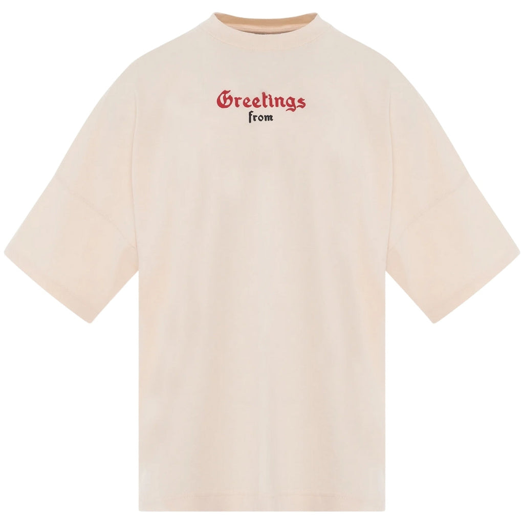 Palm Angels California Logo Oversized Fit Beige T Shirt