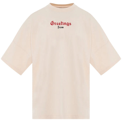 Palm Angels California Logo Oversized Fit Beige T Shirt