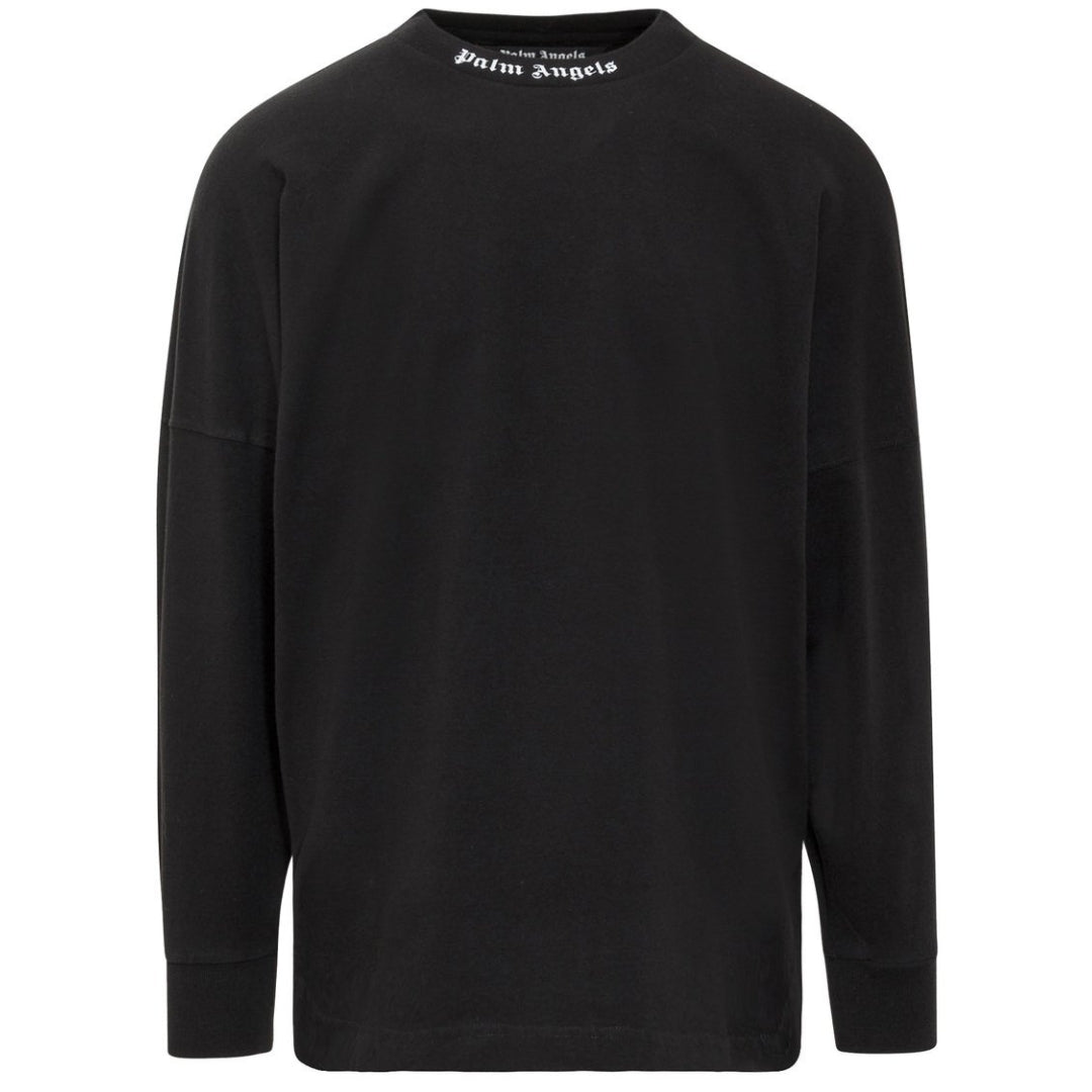 Palm Angels Classic Logo Long Sleeve Black T Shirt - Style Centre Wholesale