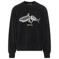 Palm Angels Split Shark Logo Black Sweatshirt - Style Centre Wholesale
