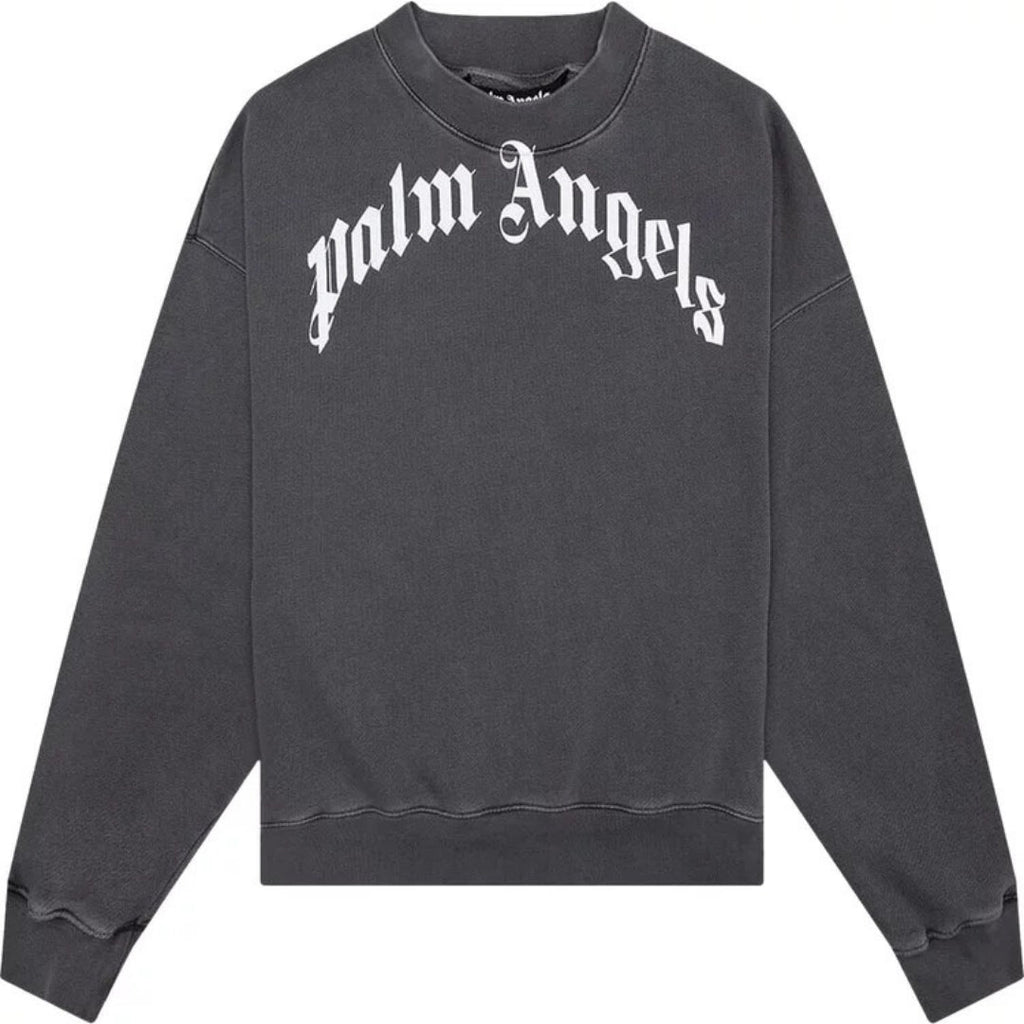 Palm Angels Gd Curved Logo Washed Black Sweater - Style Centre Wholesale