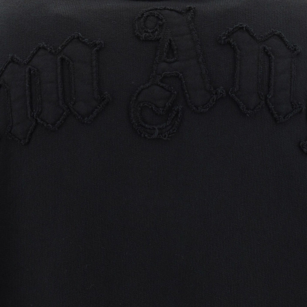 Palm Angels Patched Logo Vintage Black Crew Neck Sweater