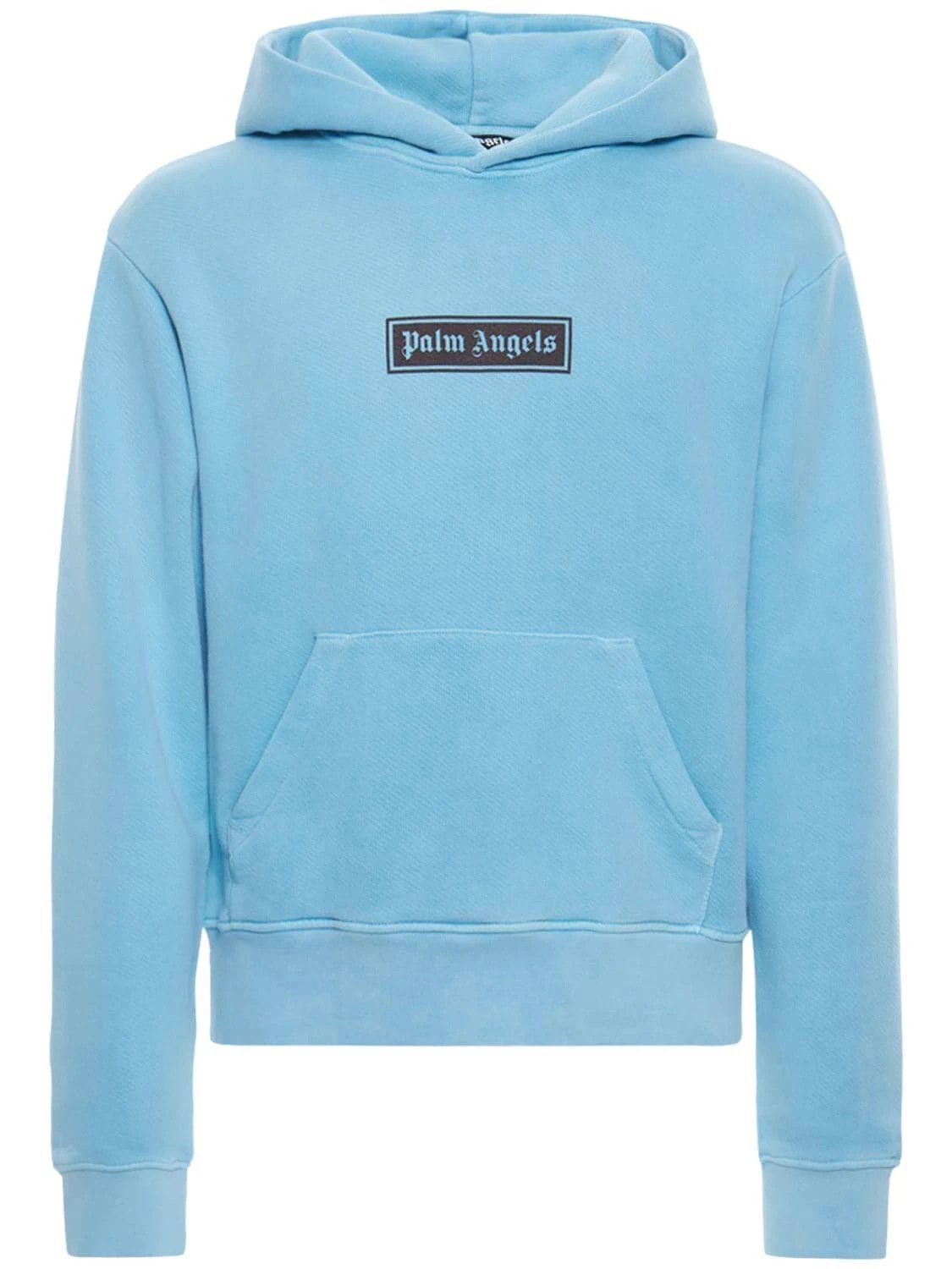 Palm Angels Garment Dyed Box Logo Light Blue Hoodie