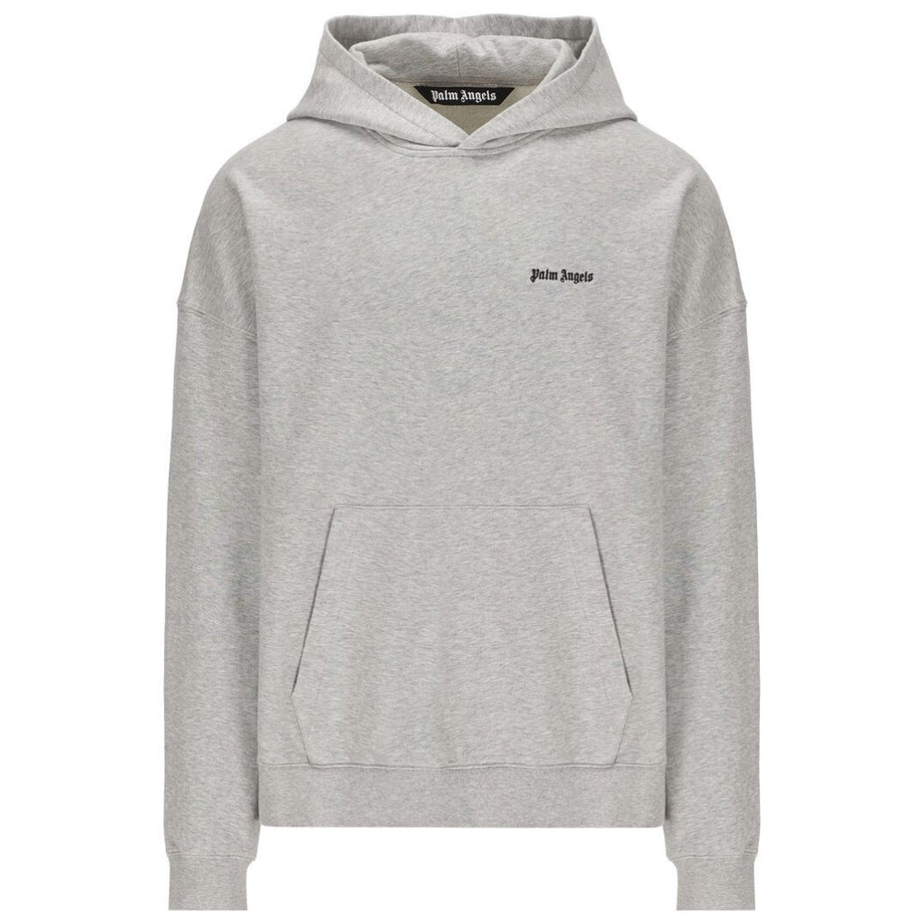 Palm Angels Embroidered Logo Grey Hoodie - Style Centre Wholesale