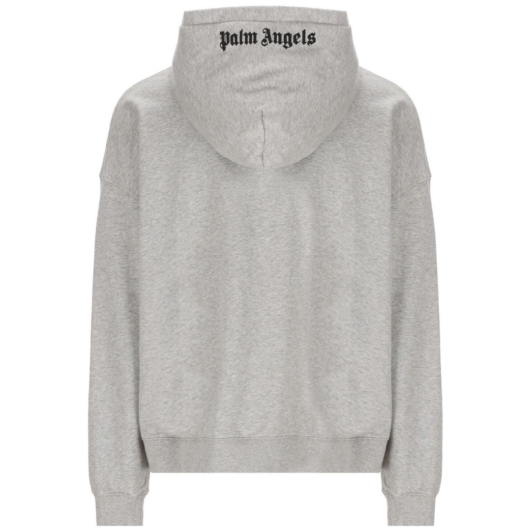 Palm Angels Embroidered Logo Grey Hoodie - Style Centre Wholesale