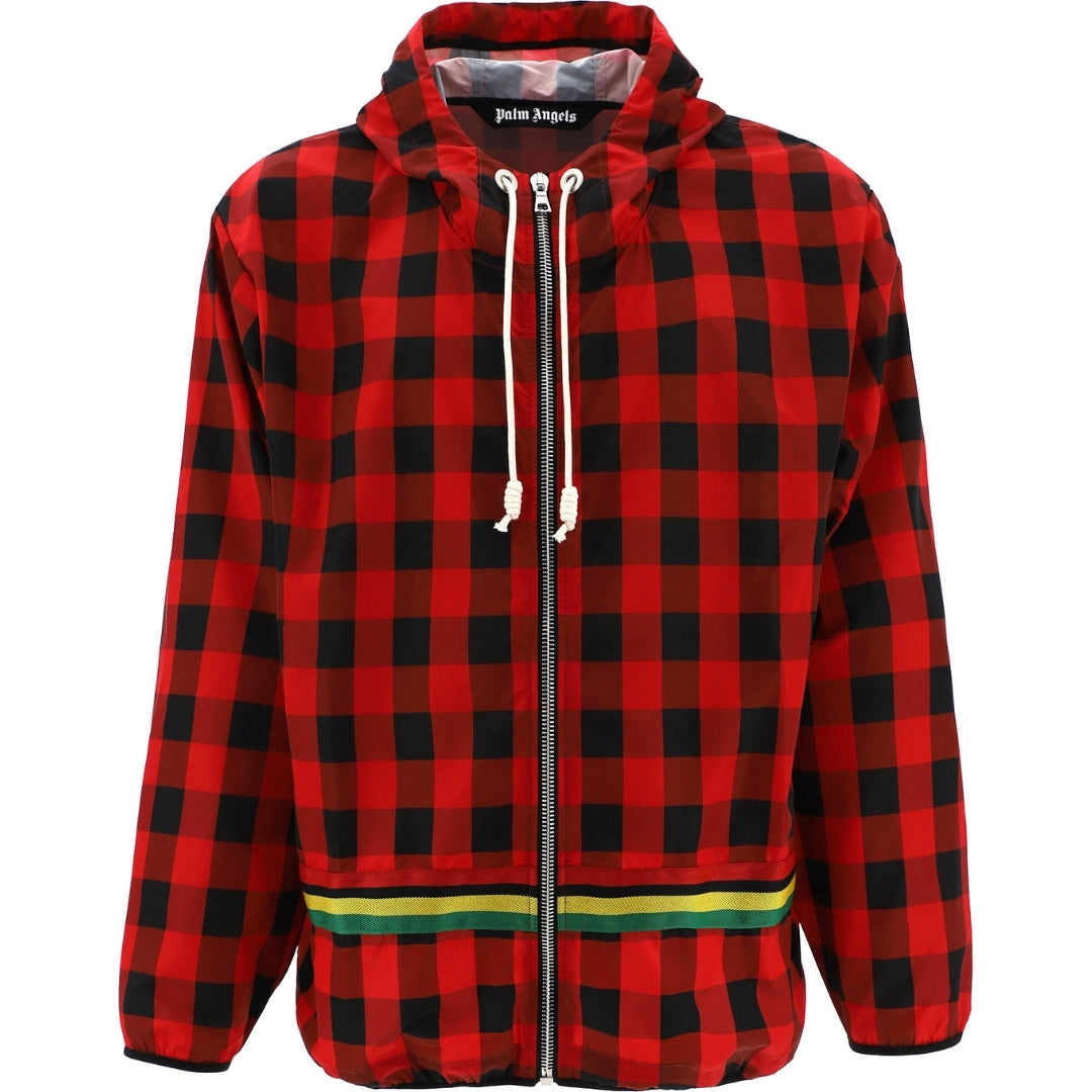 Palm Angels Buffalo Check Windbreaker Red Jacket - Nova Clothing