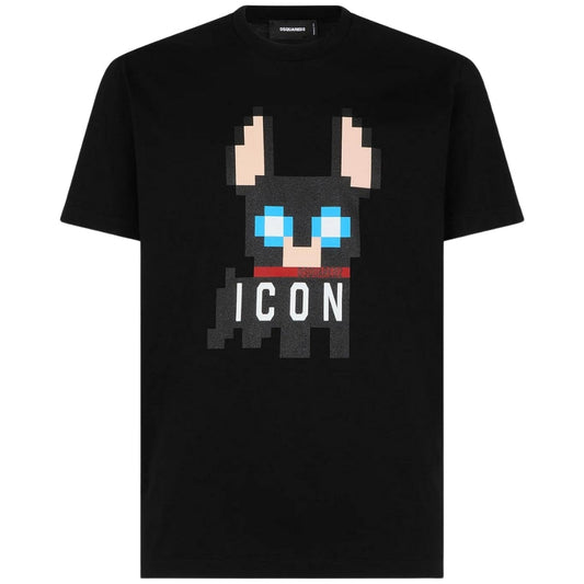 Dsquared2 Icons Pixel Dog Logo Cool Fit Black T-Shirt