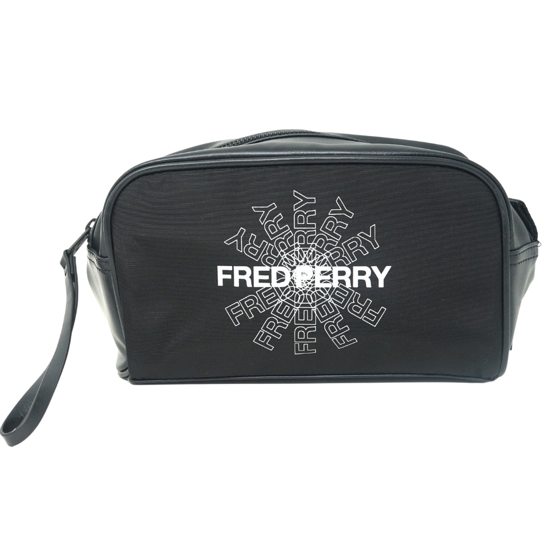 Fred Perry Graphic Print Washbag Black Bag