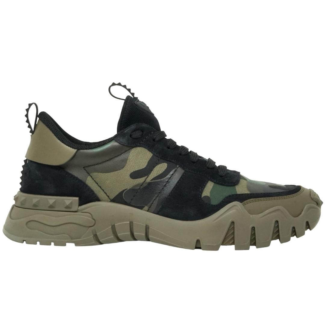 Valentino Garavani Rock Runner Green Camo Sneakers