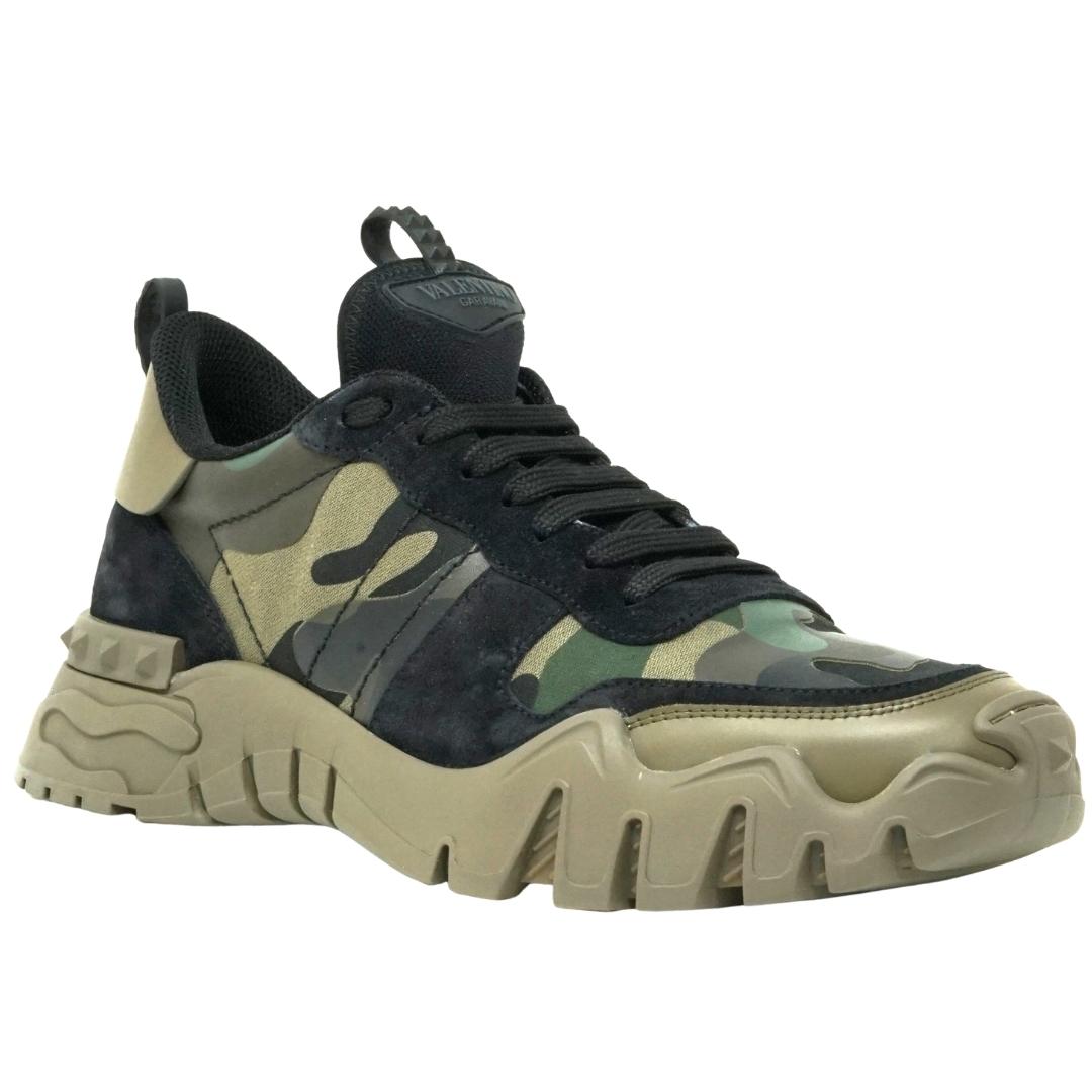 Valentino Garavani Rock Runner Green Camo Sneakers