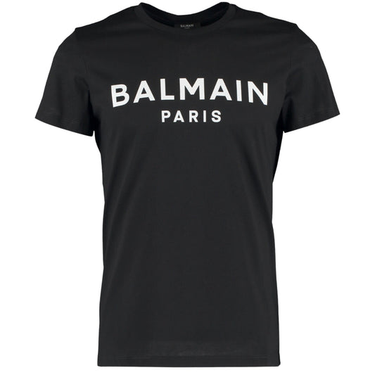 Balmain Paris White Branded Logo Black T-Shirt