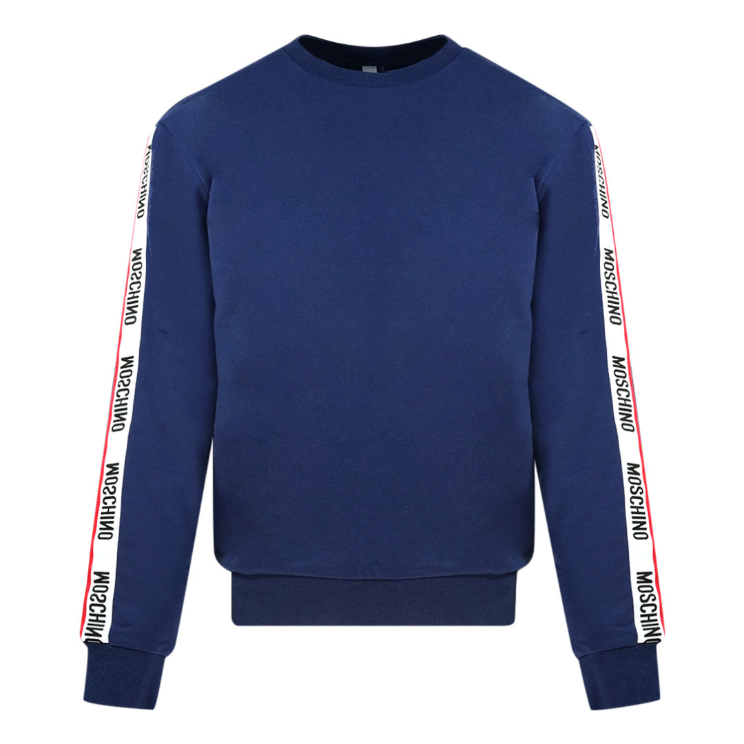 Moschino Underwear Taped Shoulder Logo Blue Sweatshirt