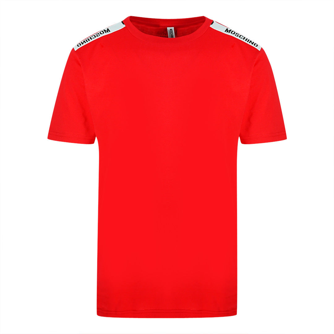 Moschino Taped Shoulder Logo Red T-Shirt