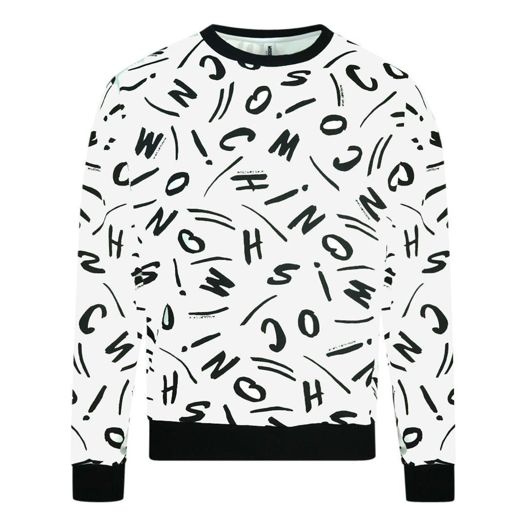 Moschino Black Letter Logo White Sweatshirt