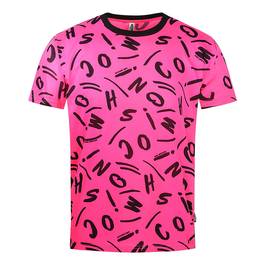 Moschino Black Letter Logo Pink T-Shirt