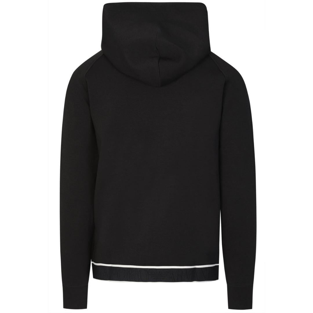 EA7 Branded Hem Logo Black Hoodie