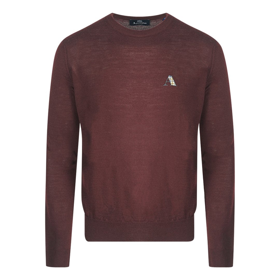 Aquascutum Check A Logo Burgundy Jumper