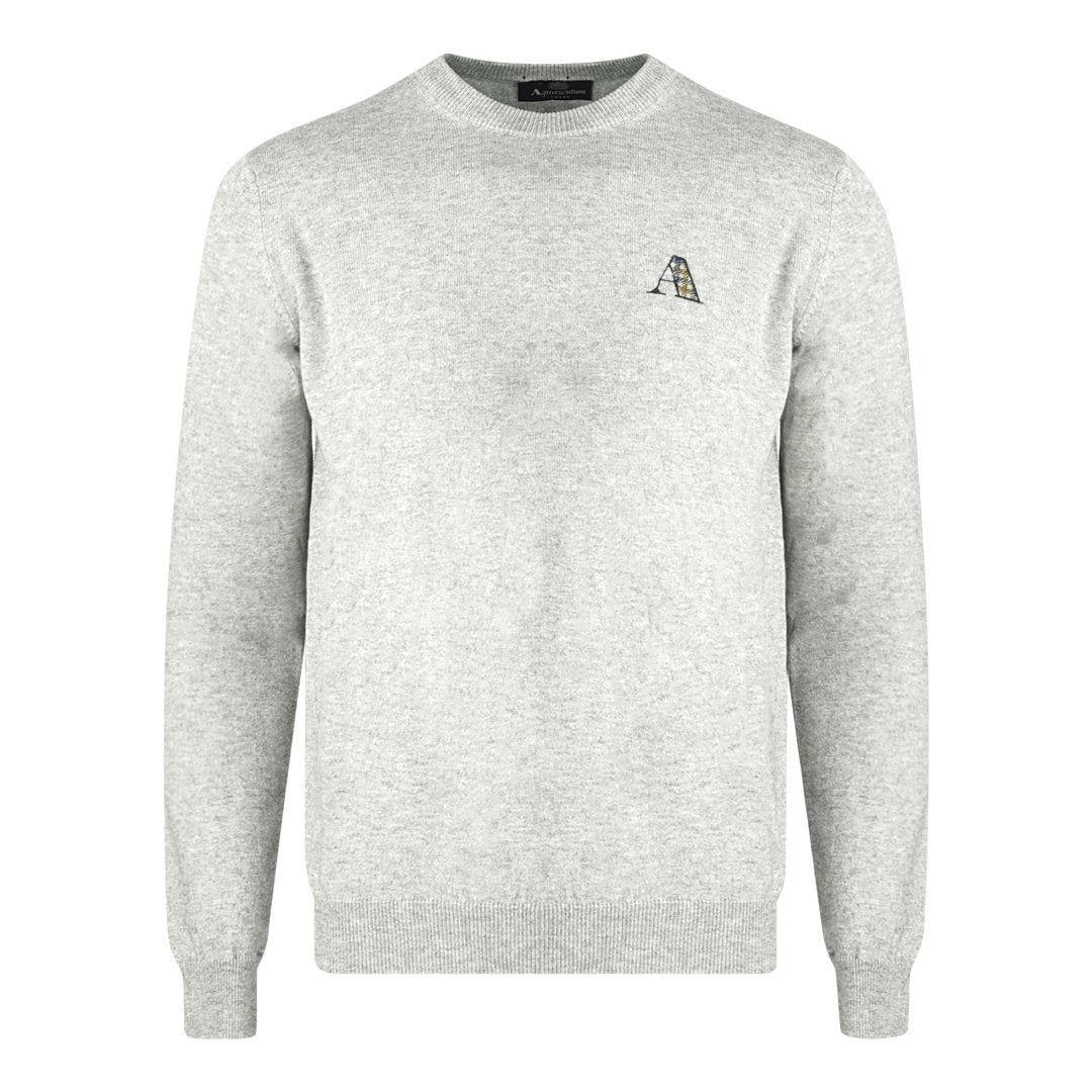 Aquascutum Check A Logo Pale Grey Jumper