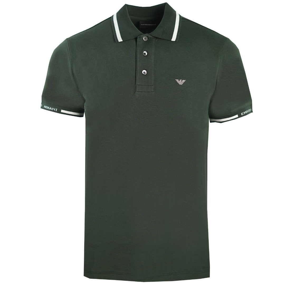 Emporio Armani Logo Green Tipped Polo Shirt