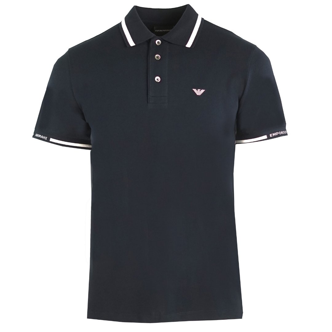 Emporio Armani Logo Navy Tipped Polo Shirt