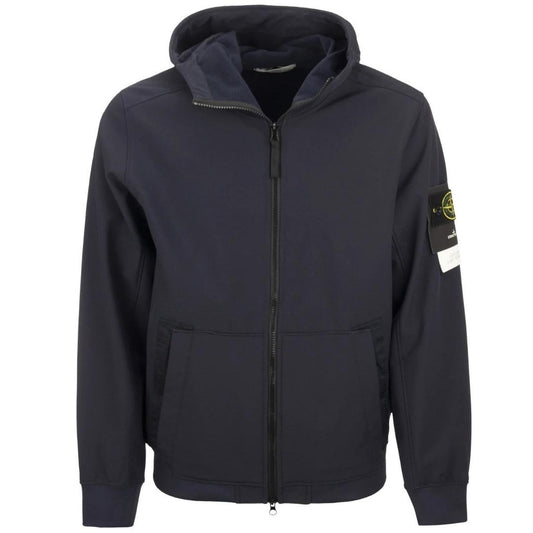 Stone Island Soft Shell-R Navy Blue Hooded Jacket