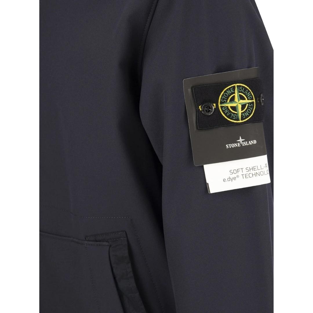 Stone Island Soft Shell-R Navy Blue Hooded Jacket