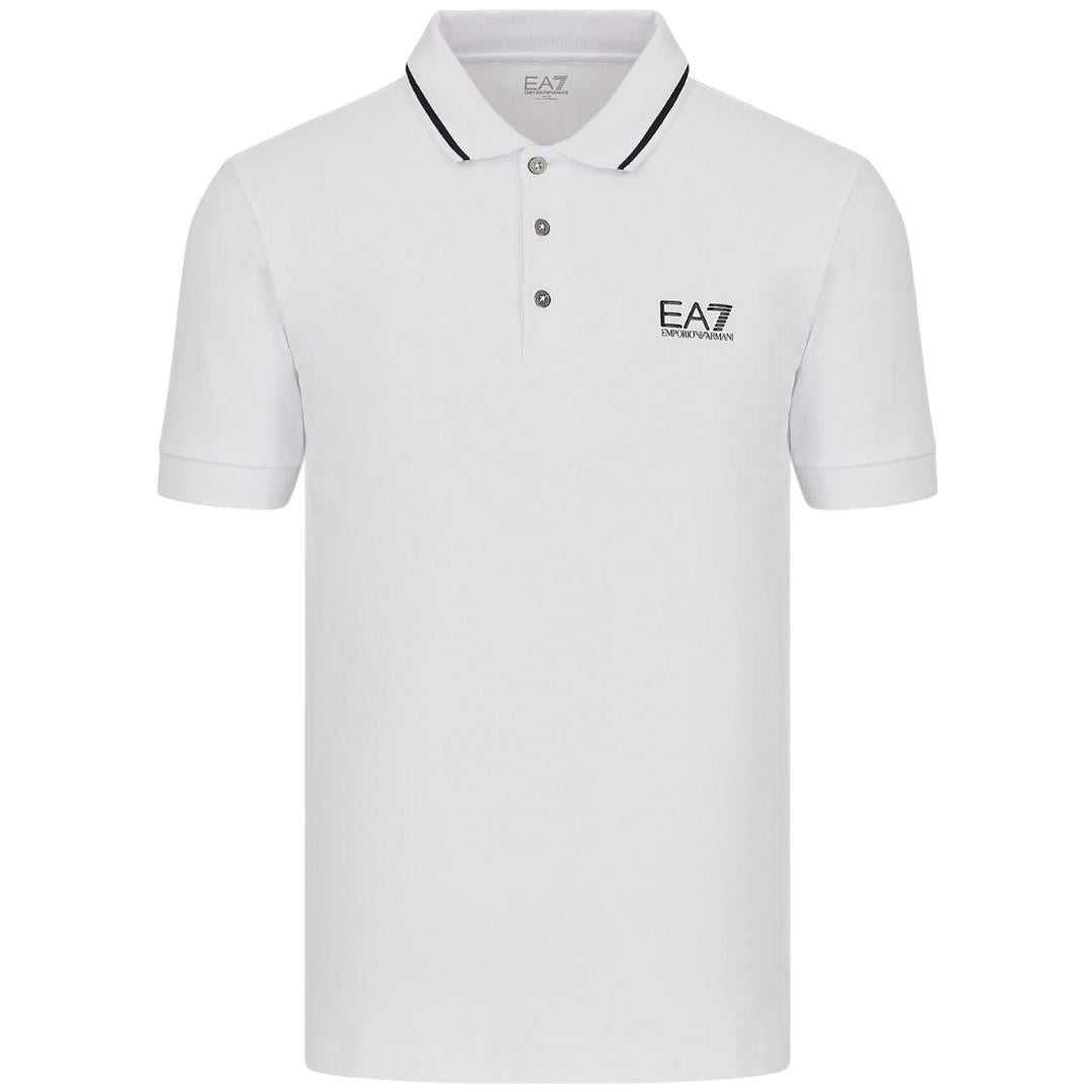 EA7 Branded Logo On Chest White Polo Shirt