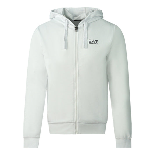 EA7 Branded Chest Logo White Zip Up Hoodie