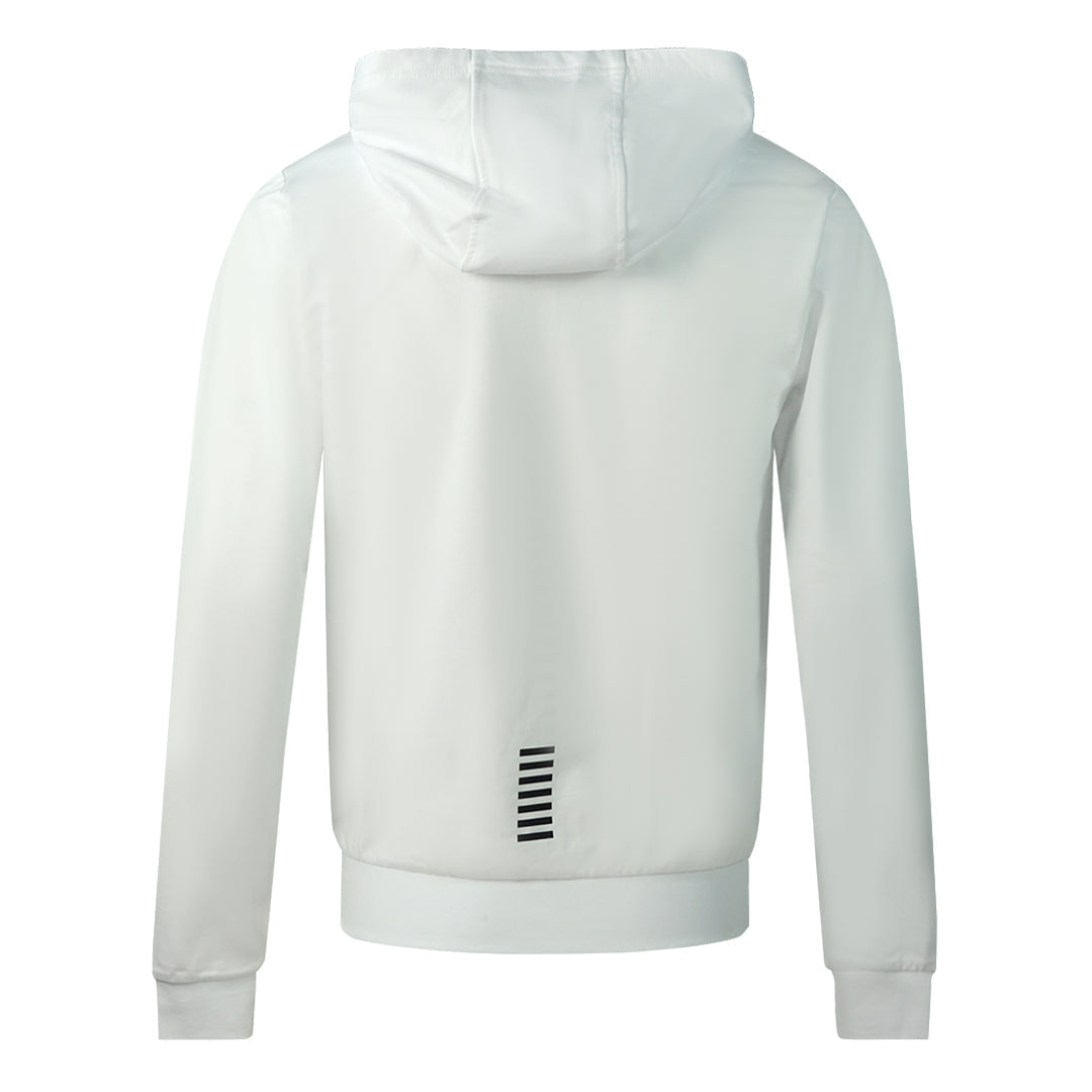 EA7 Branded Chest Logo White Zip Up Hoodie