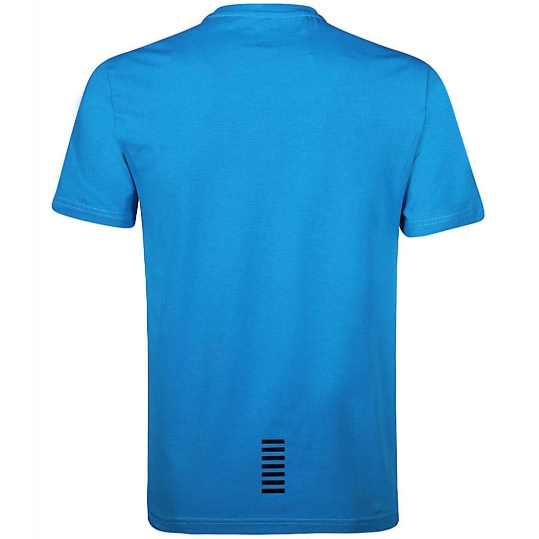 EA7 Brand Chest Logo Bright Blue V-Neck T-Shirt