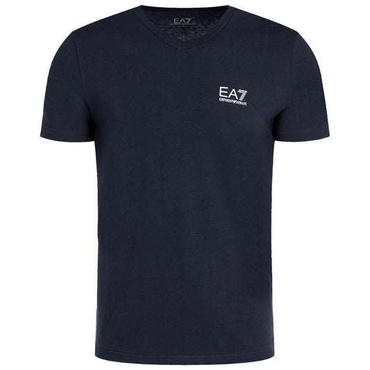 EA7 Chest Logo Navy V-Neck T-Shirt