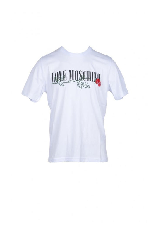 Love Moschino Rose Logo T-shirt White