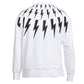 Neil Barrett Fair Isle Thunderbolt Oversize White Sweatshirt